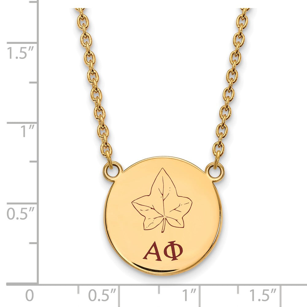 Alternate view of the 14K Plated Silver Alpha Phi Large Enamel Necklace by The Black Bow Jewelry Co.