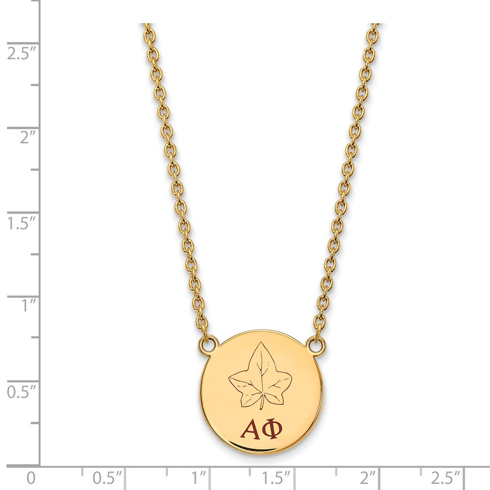 Alternate view of the 14K Plated Silver Alpha Phi Large Enamel Necklace by The Black Bow Jewelry Co.