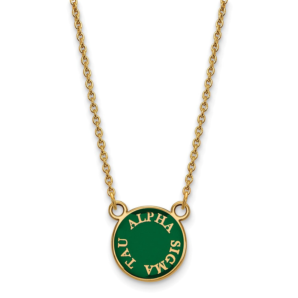 14K Plated Silver Alpha Sigma Tau XS (Tiny) Enamel Necklace, Item N14615 by The Black Bow Jewelry Co.