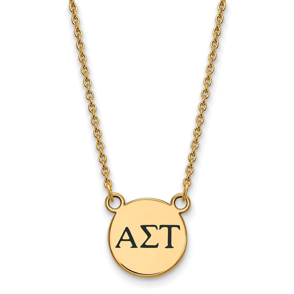 14K Plated Silver Alpha Sigma Tau Small Enamel Greek Letters Necklace, Item N14619 by The Black Bow Jewelry Co.