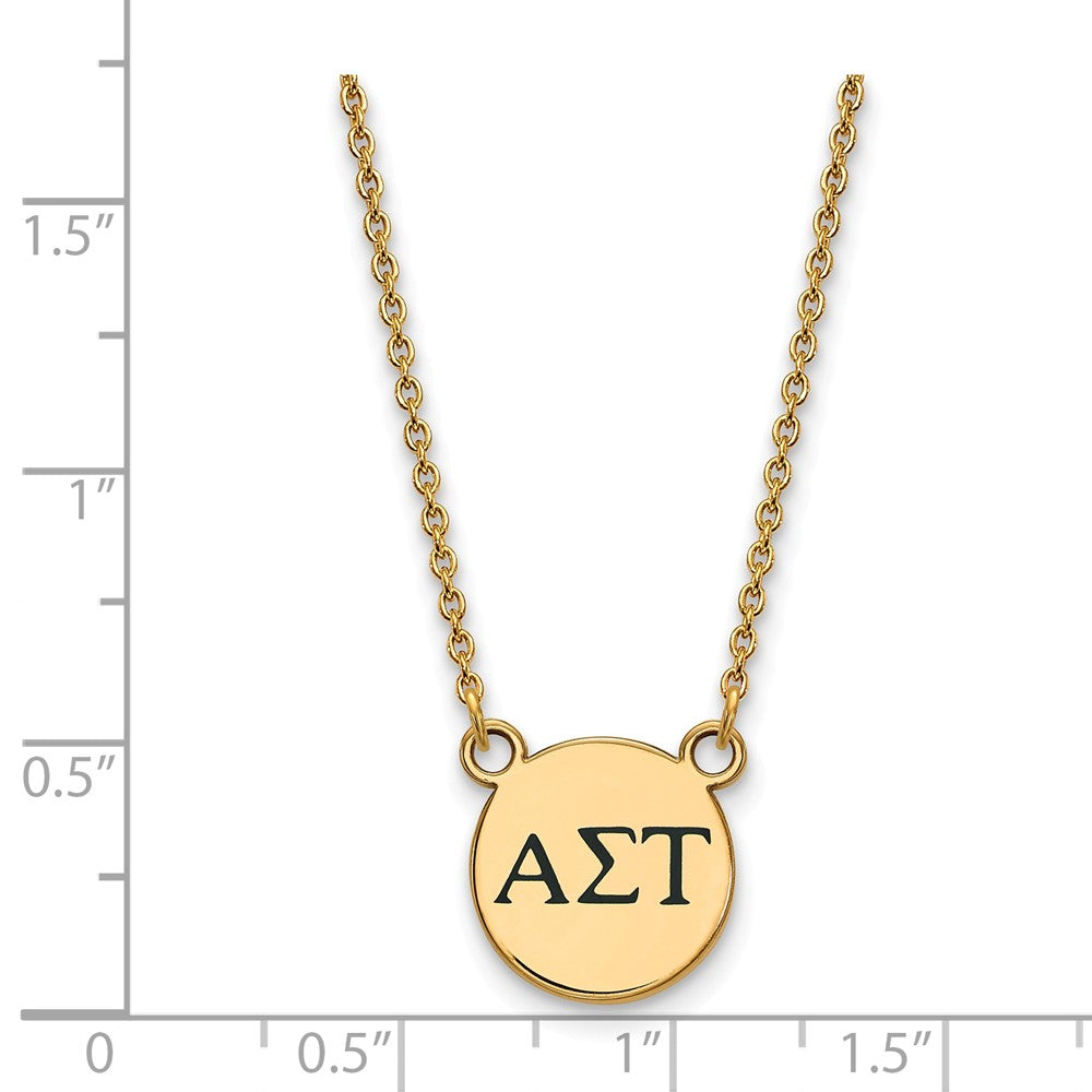 Alternate view of the 14K Plated Silver Alpha Sigma Tau Small Enamel Greek Letters Necklace by The Black Bow Jewelry Co.