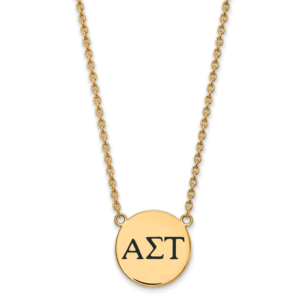 14K Plated Silver Alpha Sigma Tau Large Enamel Greek Letters Necklace, Item N14620 by The Black Bow Jewelry Co.