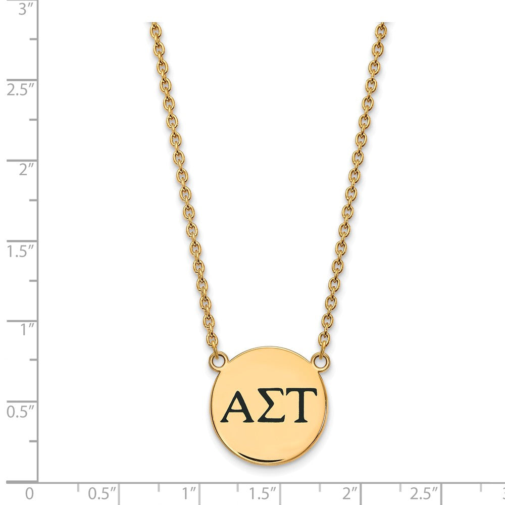 Alternate view of the 14K Plated Silver Alpha Sigma Tau Large Enamel Greek Letters Necklace by The Black Bow Jewelry Co.