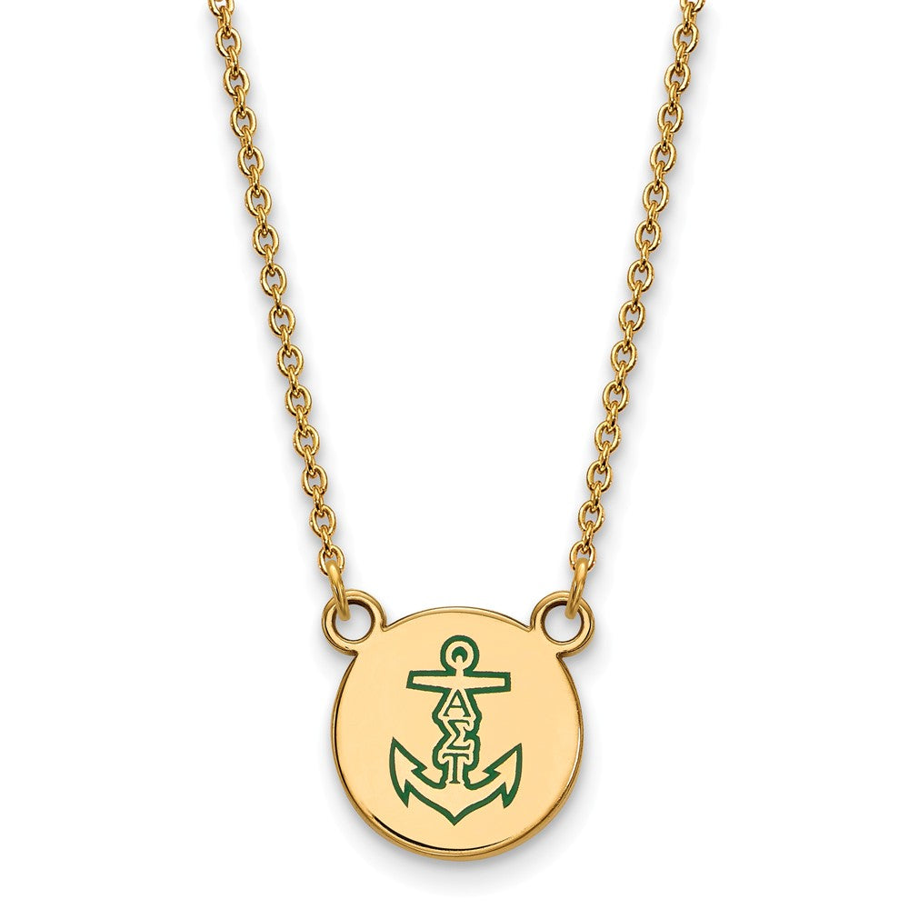 14K Plated Silver Alpha Sigma Tau Small Enamel Necklace, Item N14627 by The Black Bow Jewelry Co.