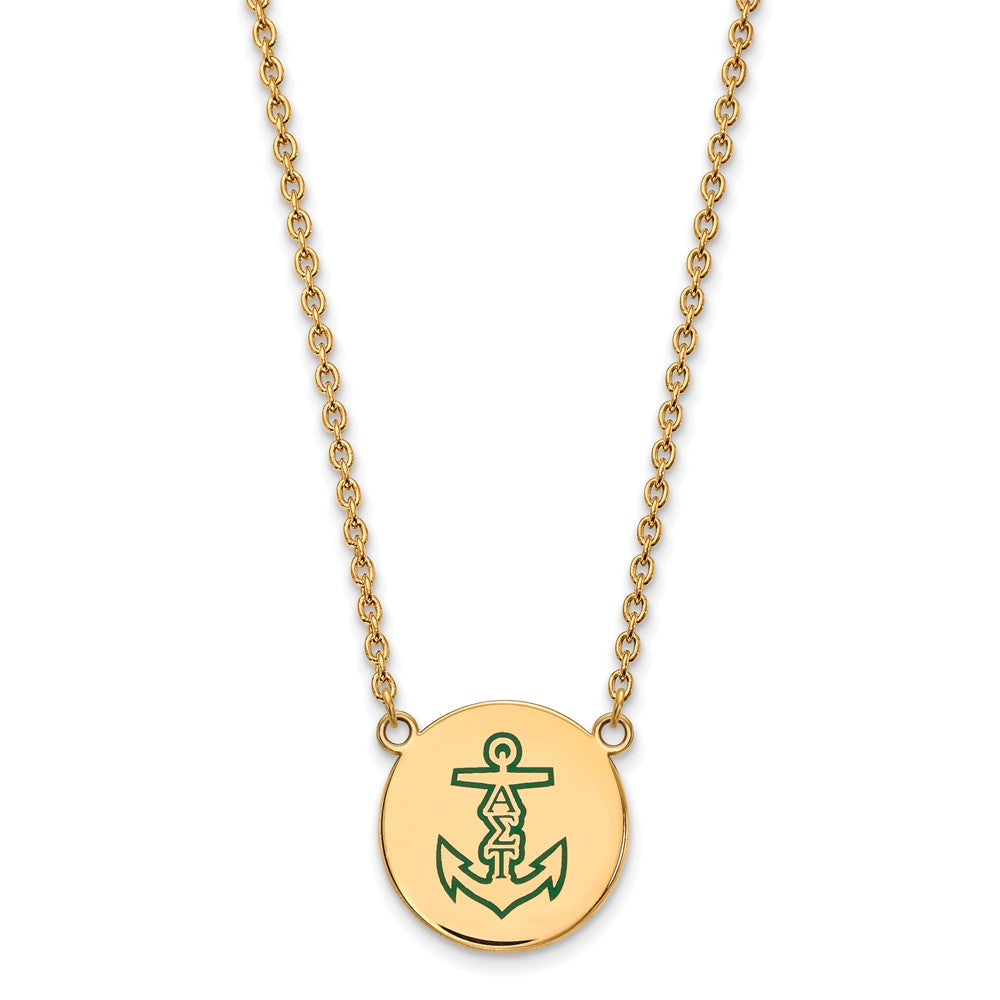 14K Plated Silver Alpha Sigma Tau Large Enamel Necklace, Item N14628 by The Black Bow Jewelry Co.