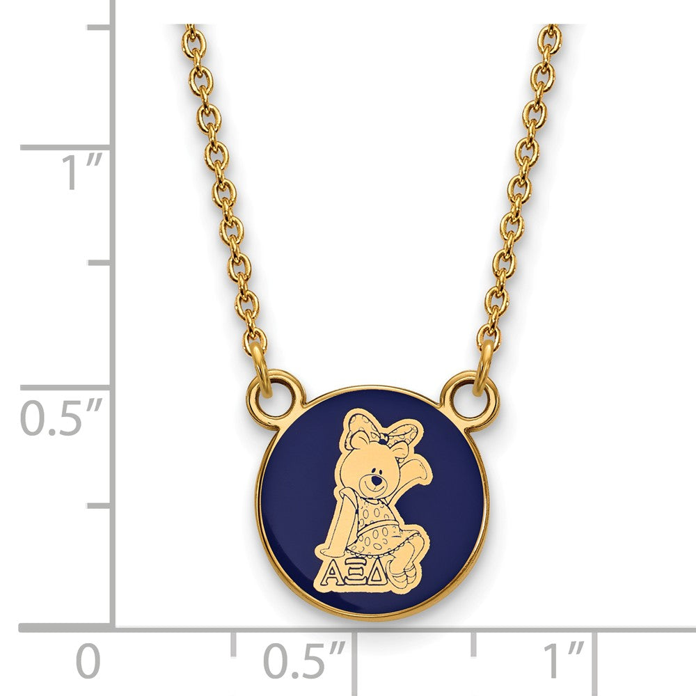 Alternate view of the 14K Plated Silver Alpha Xi Delta Small Enamel Necklace by The Black Bow Jewelry Co.