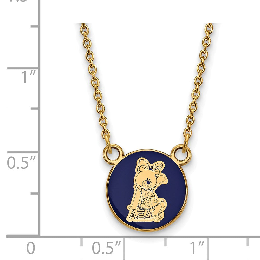 Alternate view of the 14K Plated Silver Alpha Xi Delta Small Enamel Necklace by The Black Bow Jewelry Co.