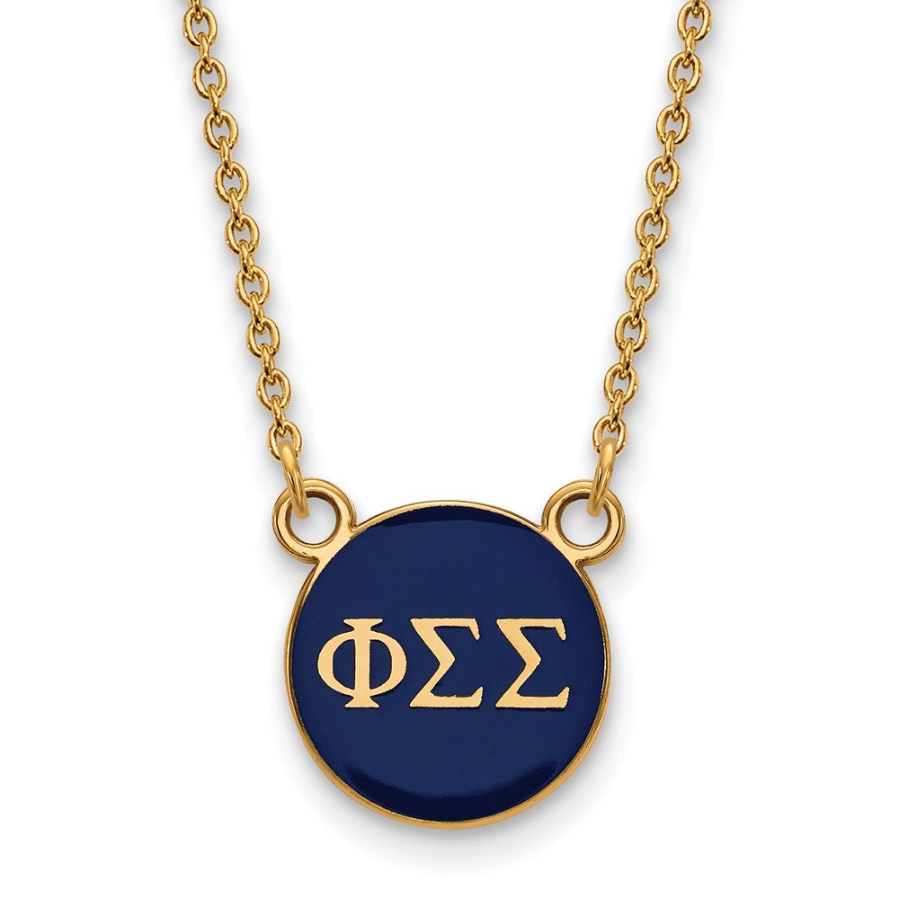 14K Plated Silver Phi Sigma Sigma Small Enamel Necklace, Item N14665 by The Black Bow Jewelry Co.