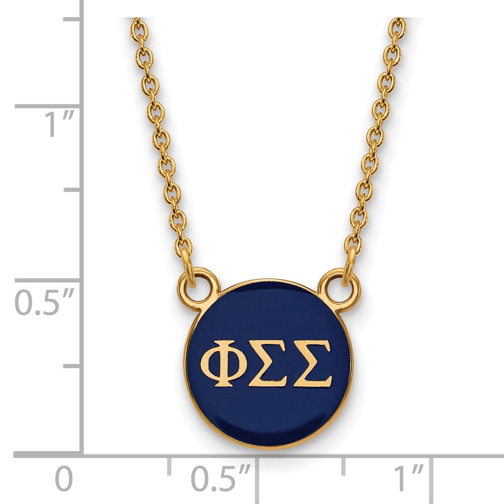 Alternate view of the 14K Plated Silver Phi Sigma Sigma Small Enamel Necklace by The Black Bow Jewelry Co.