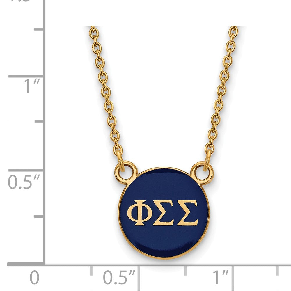 Alternate view of the 14K Plated Silver Phi Sigma Sigma Small Enamel Necklace by The Black Bow Jewelry Co.