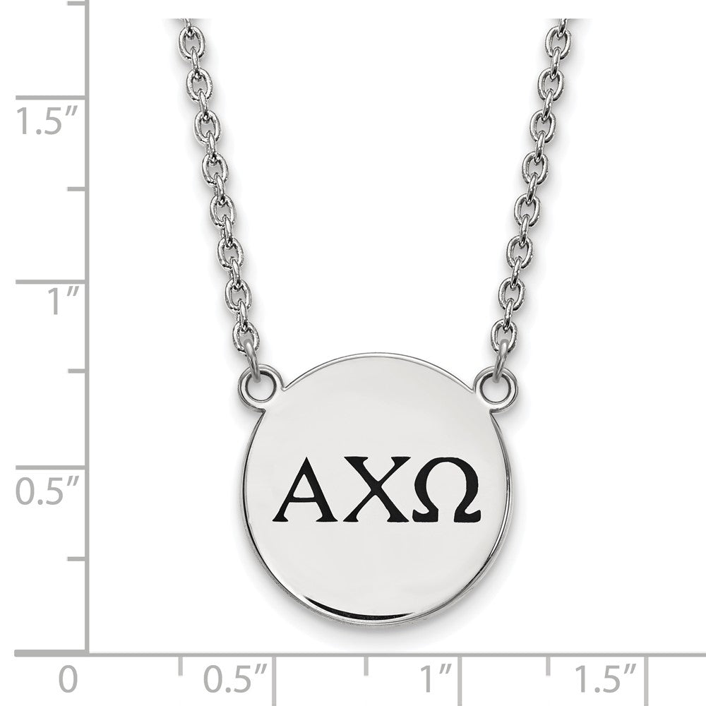 Alternate view of the Sterling Silver Alpha Chi Omega Large Enamel Greek Letters Necklace by The Black Bow Jewelry Co.