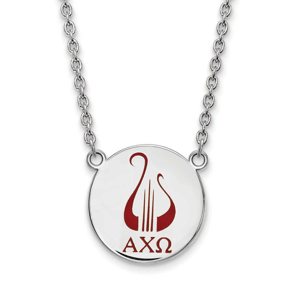 Sterling Silver Alpha Chi Omega Large Enamel Necklace, Item N14687 by The Black Bow Jewelry Co.