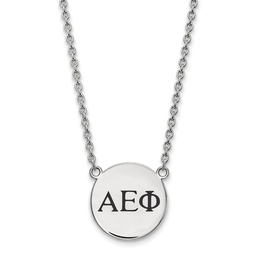 Sterling Silver Alpha Epsilon Phi Small Enamel Greek Letters Necklace, Item N14707 by The Black Bow Jewelry Co.