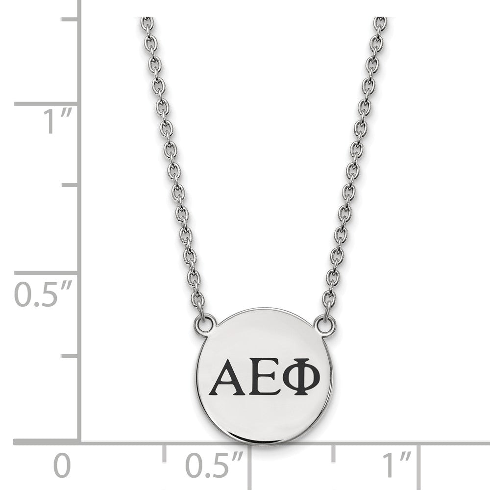 Alternate view of the Sterling Silver Alpha Epsilon Phi Small Enamel Greek Letters Necklace by The Black Bow Jewelry Co.