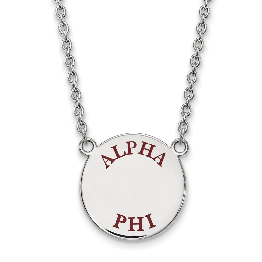 Sterling Silver Alpha Phi Large Enamel Greek Letters Necklace, Item N14747 by The Black Bow Jewelry Co.