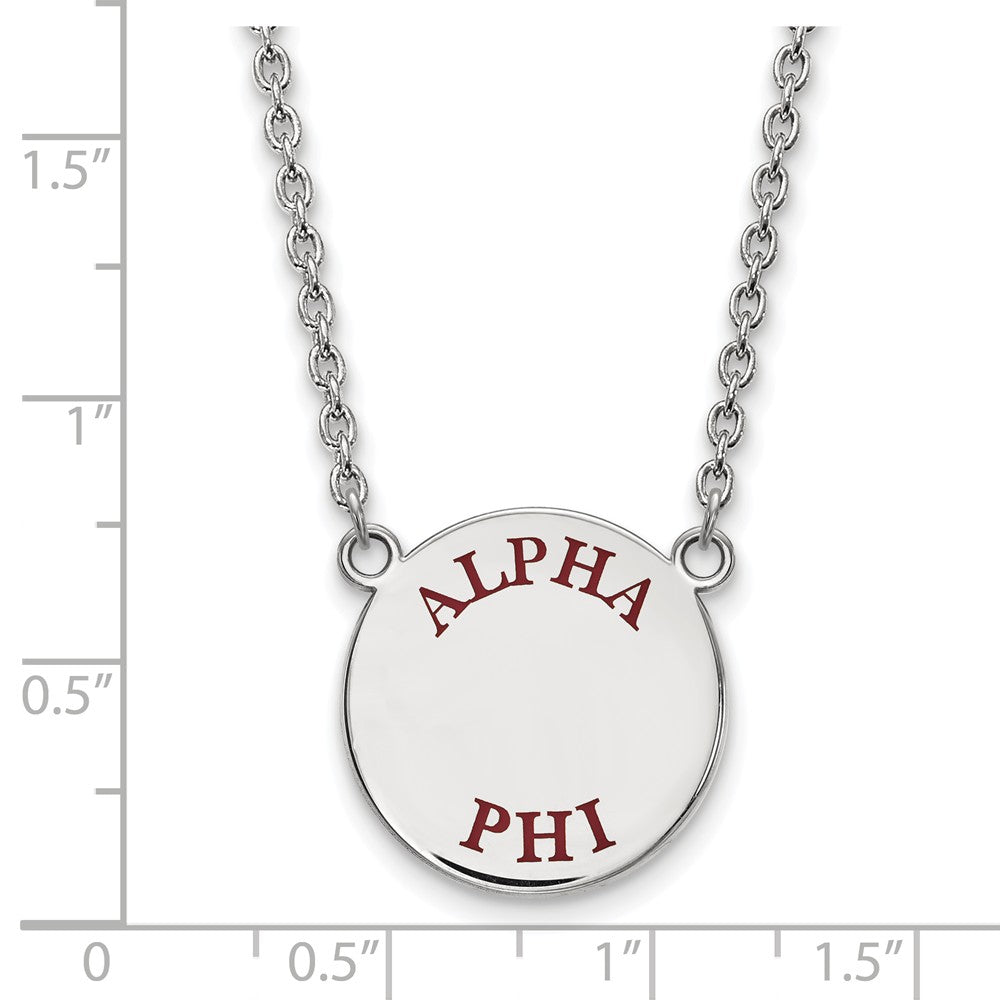 Alternate view of the Sterling Silver Alpha Phi Large Enamel Greek Letters Necklace by The Black Bow Jewelry Co.