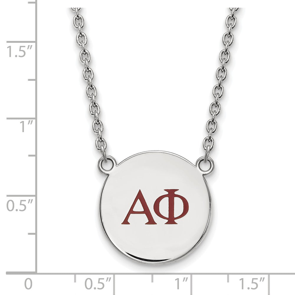 Alternate view of the Sterling Silver Alpha Phi Large Red Enamel Greek Letters Necklace by The Black Bow Jewelry Co.