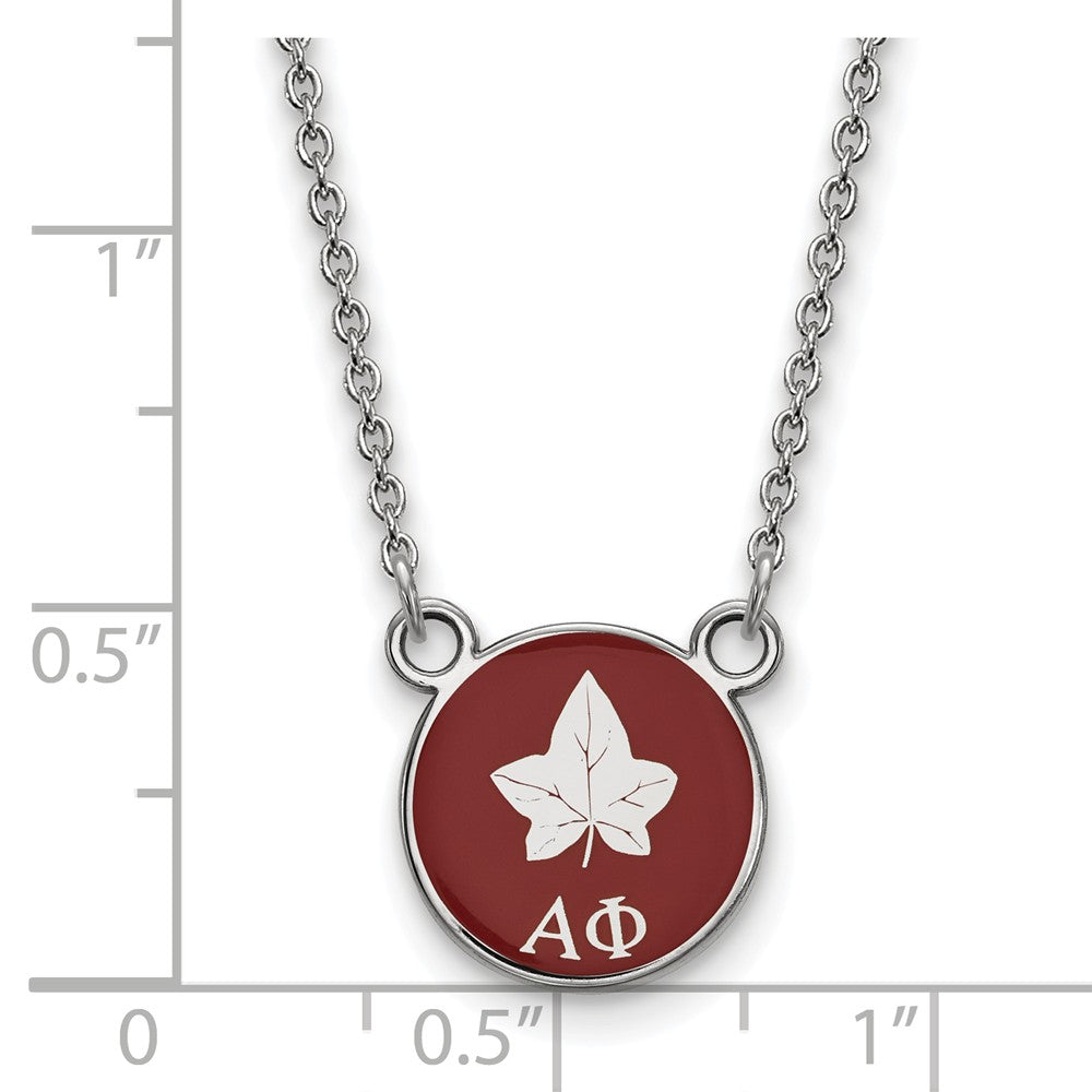 Alternate view of the Sterling Silver Alpha Phi Small Red Enamel Logo Necklace by The Black Bow Jewelry Co.