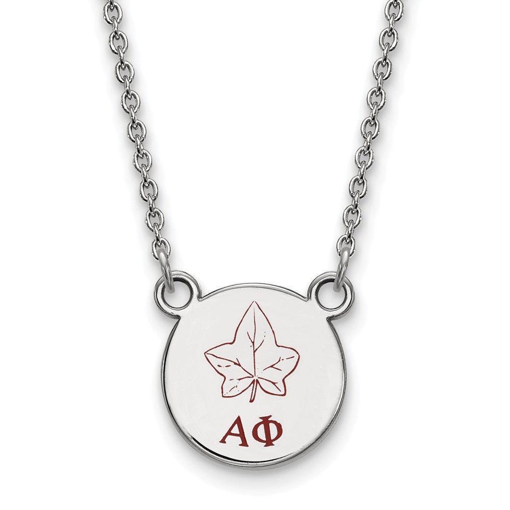 Sterling Silver Alpha Phi Small Enamel Necklace, Item N14755 by The Black Bow Jewelry Co.