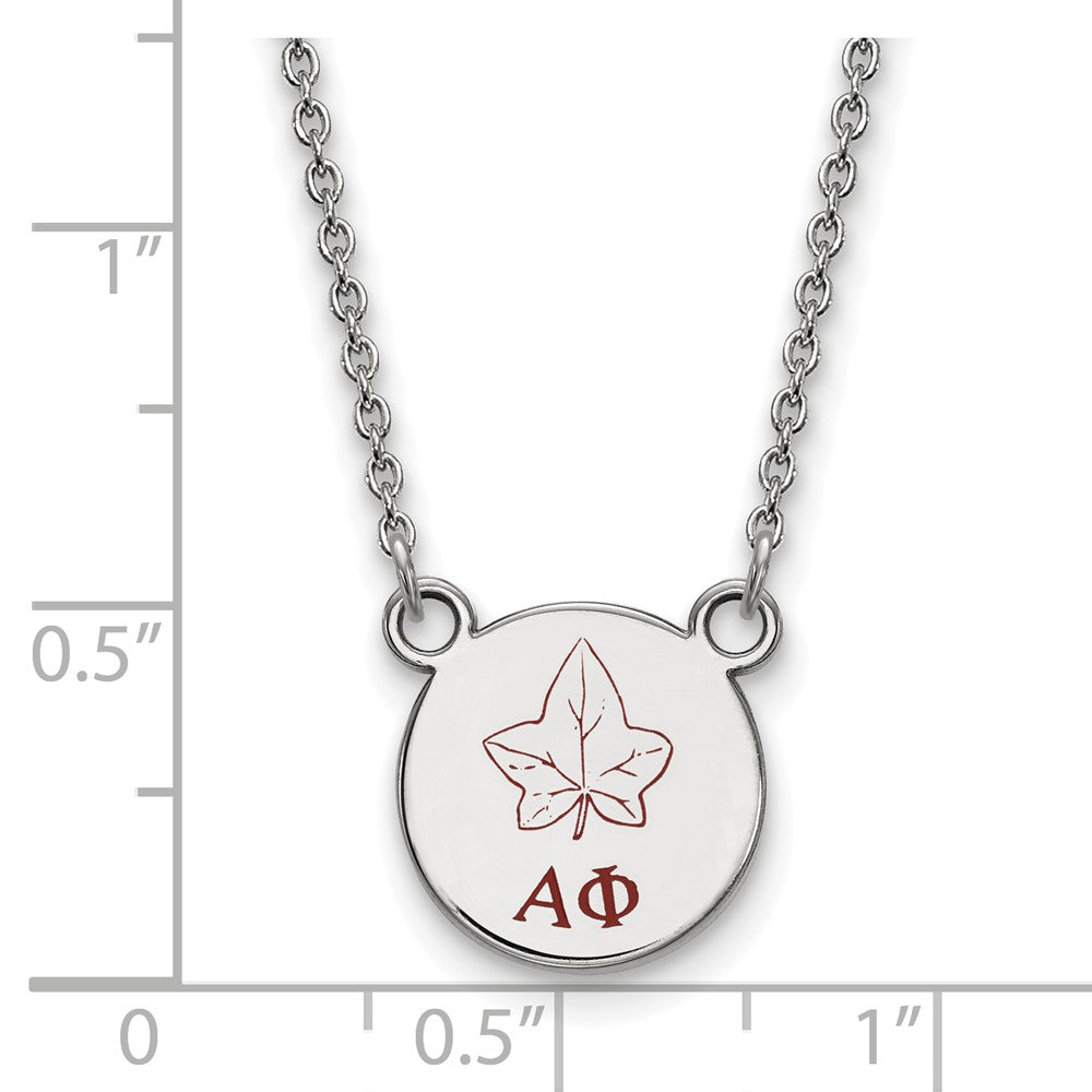 Alternate view of the Sterling Silver Alpha Phi Small Enamel Necklace by The Black Bow Jewelry Co.