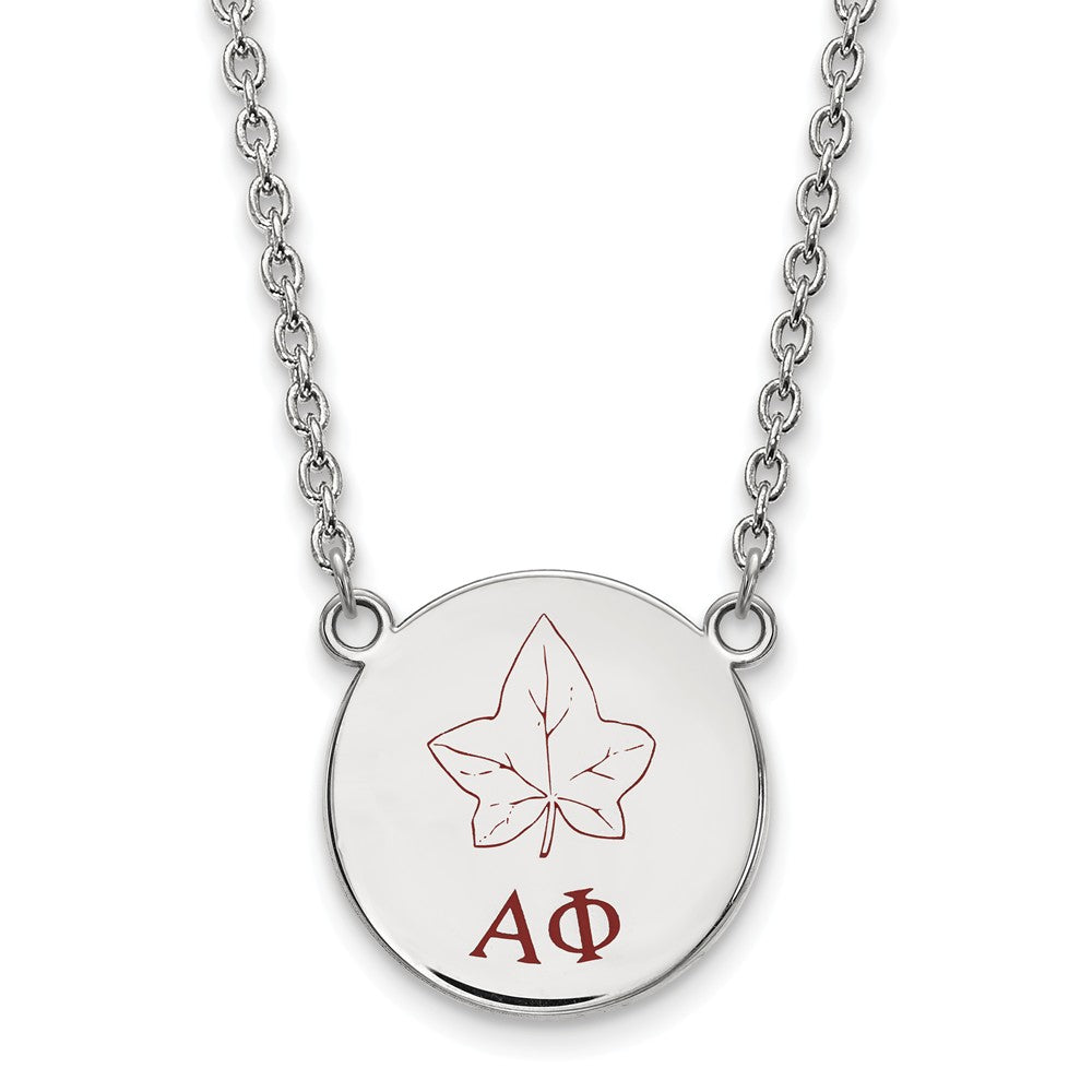 Sterling Silver Alpha Phi Large Enamel Necklace, Item N14756 by The Black Bow Jewelry Co.