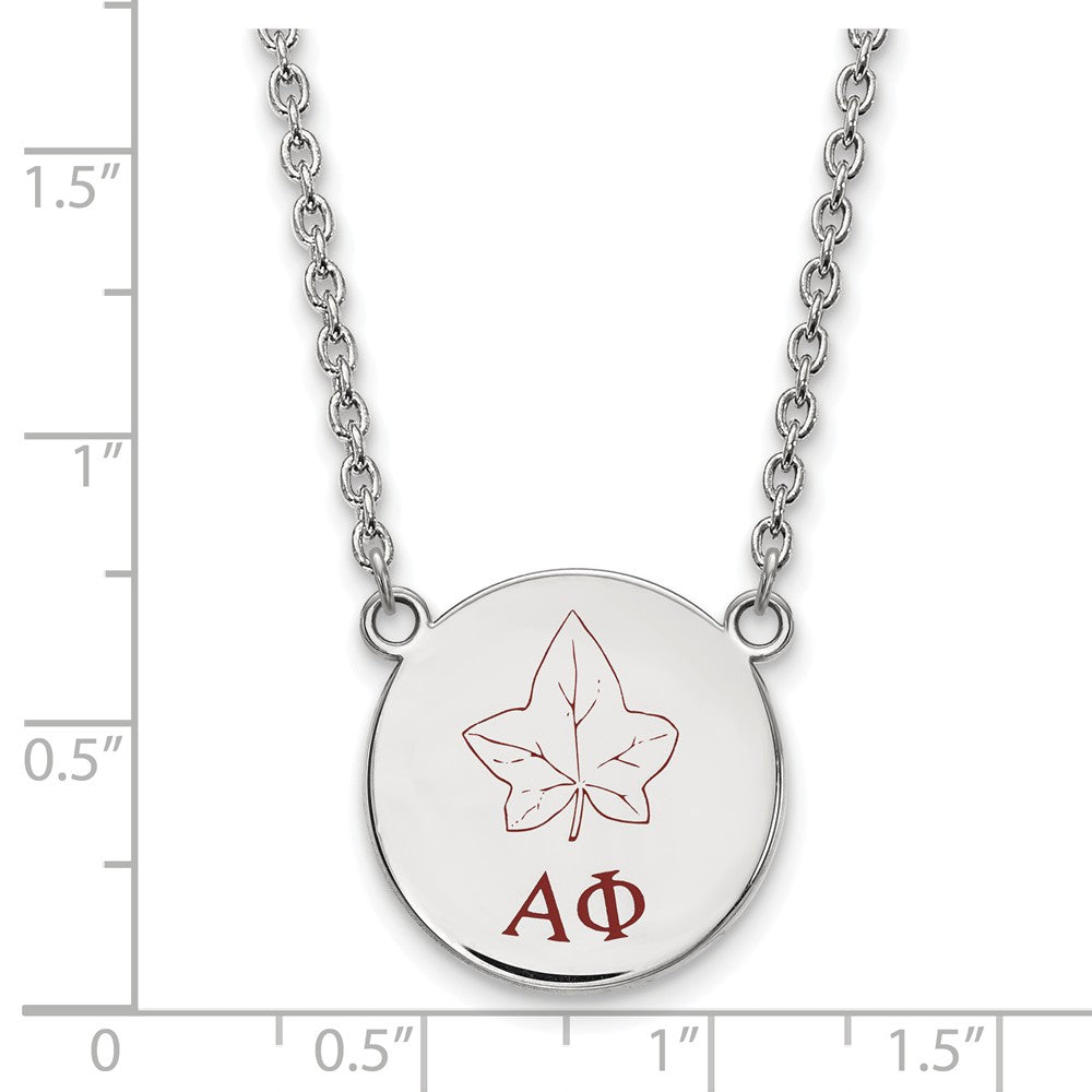 Alternate view of the Sterling Silver Alpha Phi Large Enamel Necklace by The Black Bow Jewelry Co.