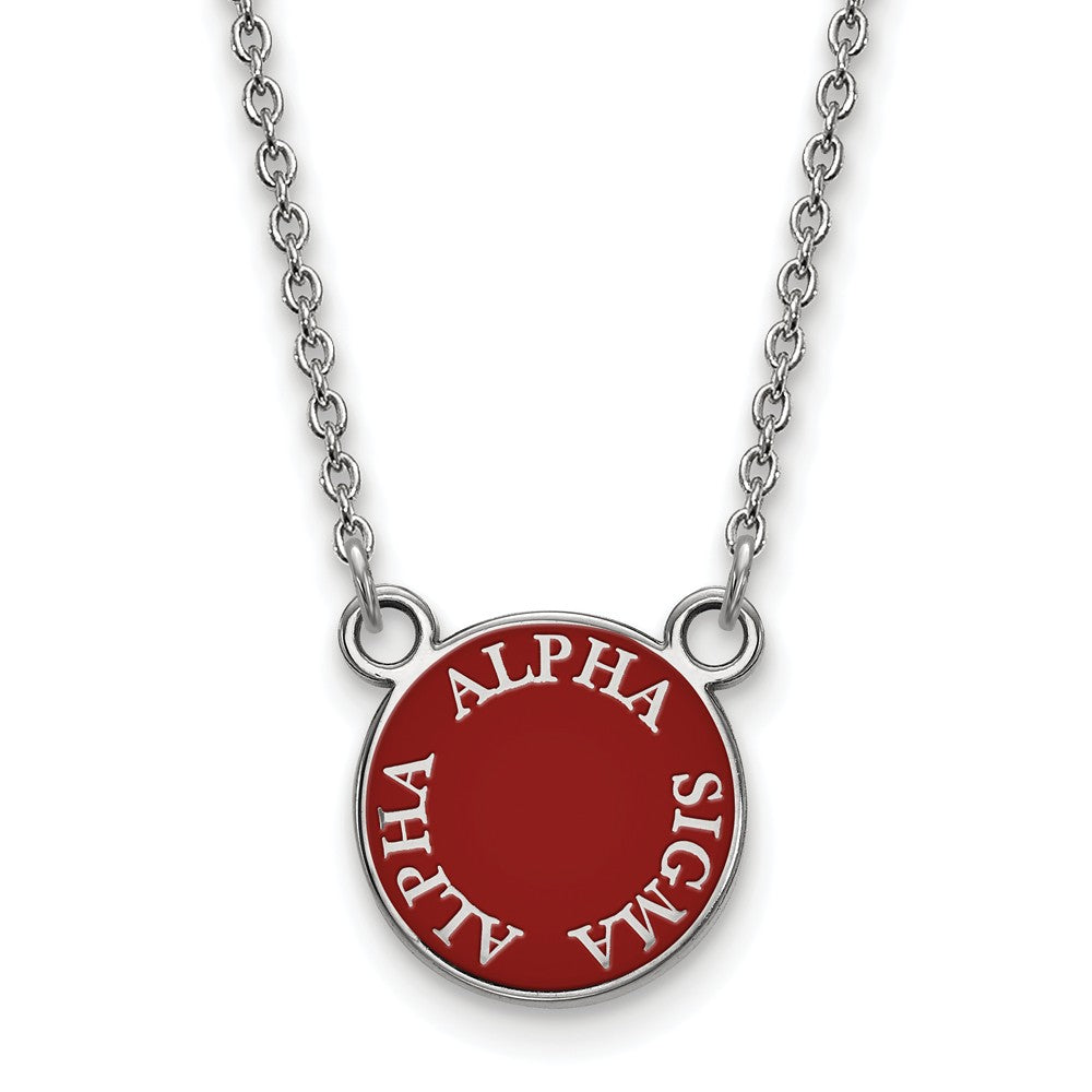 Sterling Silver Alpha Sigma Alpha Small Enamel Disc Necklace, Item N14757 by The Black Bow Jewelry Co.