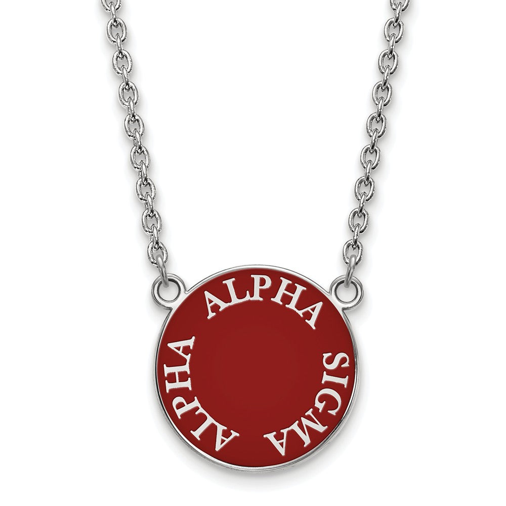 Sterling Silver Alpha Sigma Alpha Large Enamel Disc Necklace, Item N14758 by The Black Bow Jewelry Co.