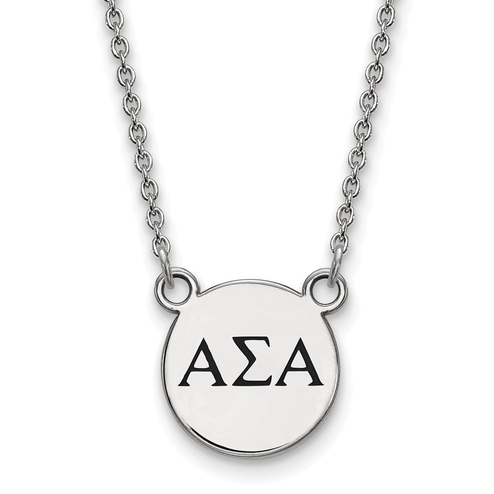 Sterling Silver Alpha Sigma Alpha Small Enamel Greek Letters Necklace, Item N14761 by The Black Bow Jewelry Co.