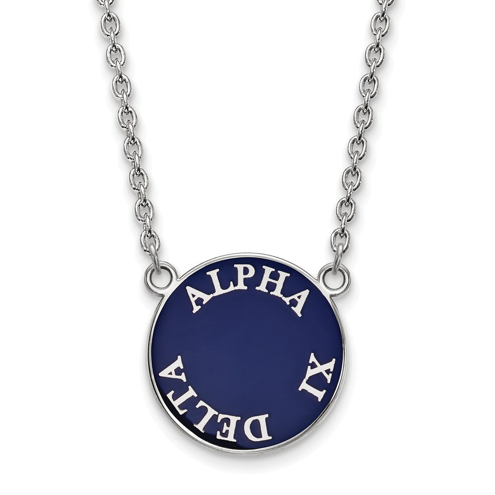 Sterling Silver Alpha Xi Delta Large Enamel Disc Necklace, Item N14786 by The Black Bow Jewelry Co.