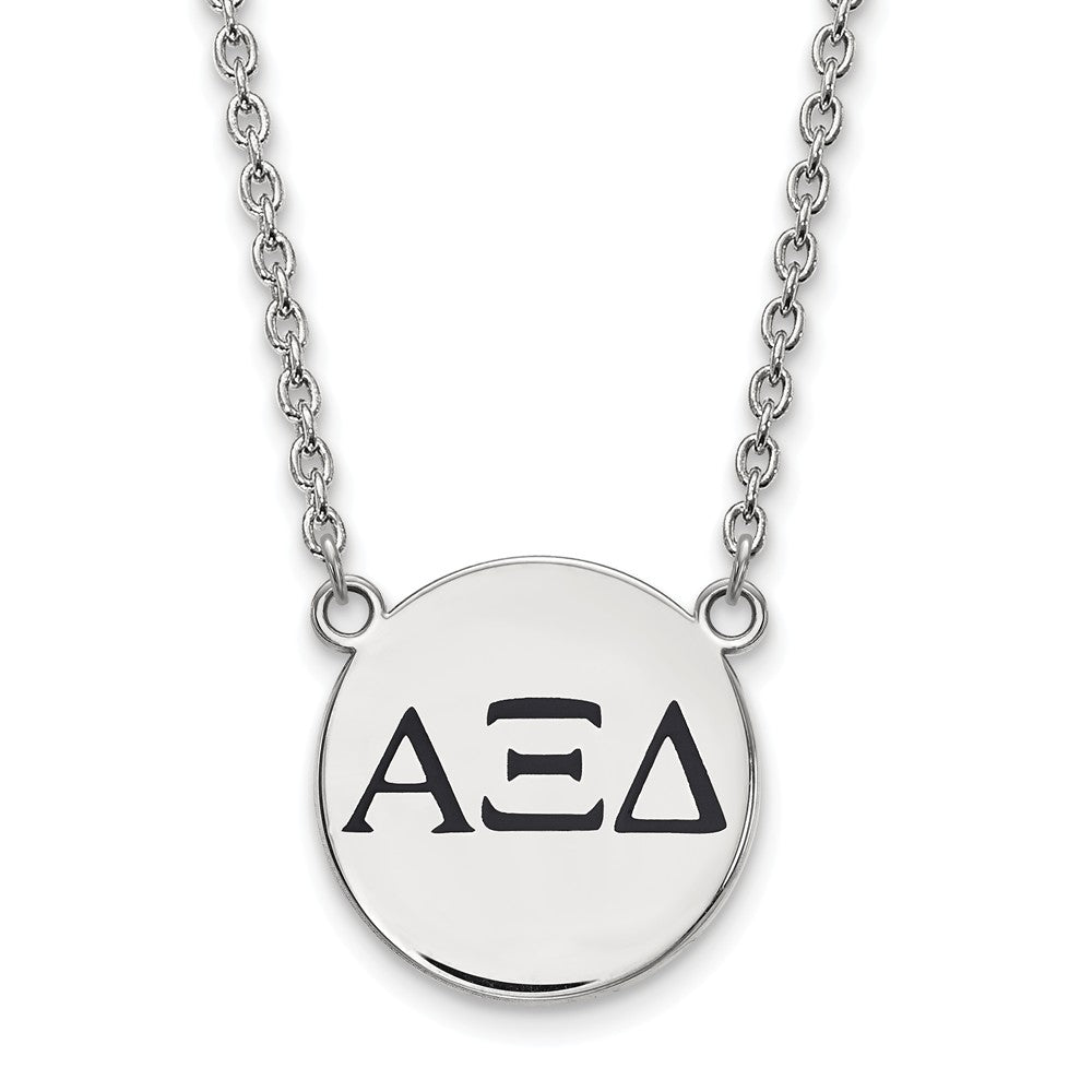 Sterling Silver Alpha Xi Delta Large Enamel Greek Letters Necklace, Item N14790 by The Black Bow Jewelry Co.