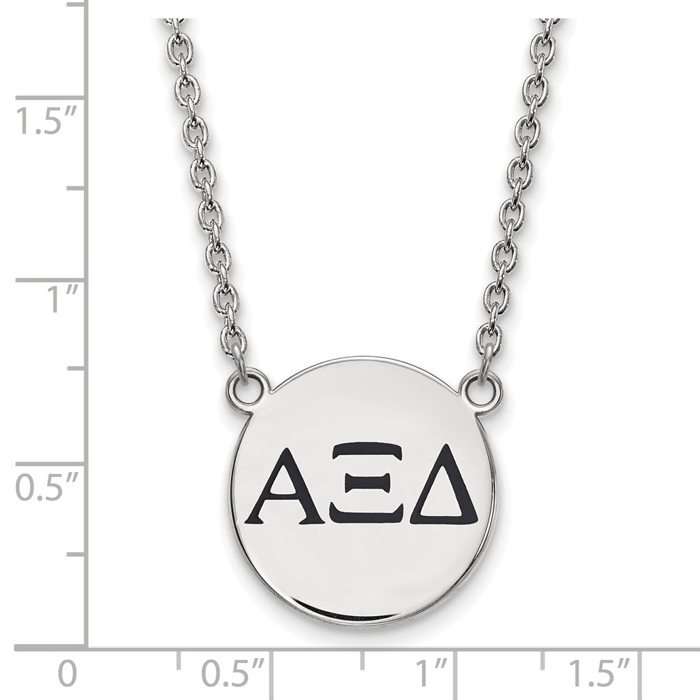 Alternate view of the Sterling Silver Alpha Xi Delta Large Enamel Greek Letters Necklace by The Black Bow Jewelry Co.