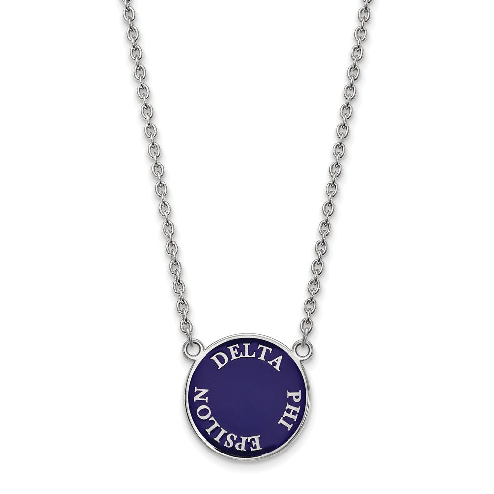 Sterling Silver Delta Phi Epsilon Large Enamel Disc Necklace, Item N14842 by The Black Bow Jewelry Co.