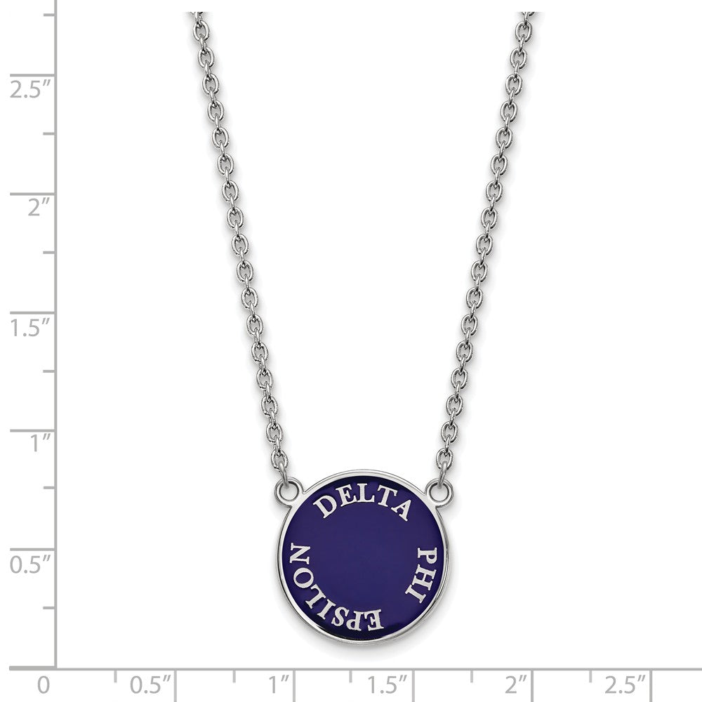 Alternate view of the Sterling Silver Delta Phi Epsilon Large Enamel Disc Necklace by The Black Bow Jewelry Co.