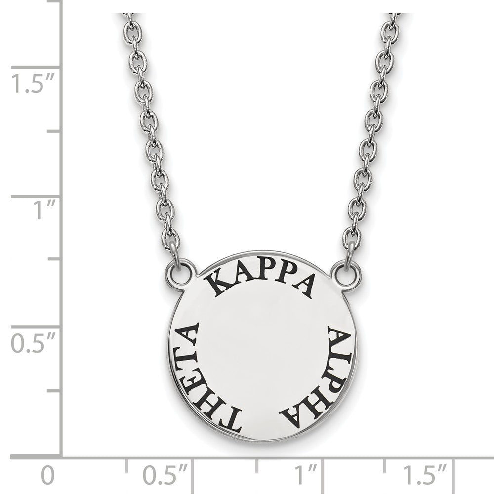 Alternate view of the Sterling Silver Kappa Alpha Theta Large Black Enamel Necklace by The Black Bow Jewelry Co.