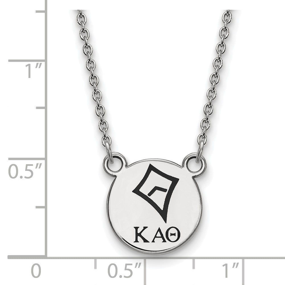 Alternate view of the Sterling Silver Kappa Alpha Theta Small Enamel Necklace by The Black Bow Jewelry Co.