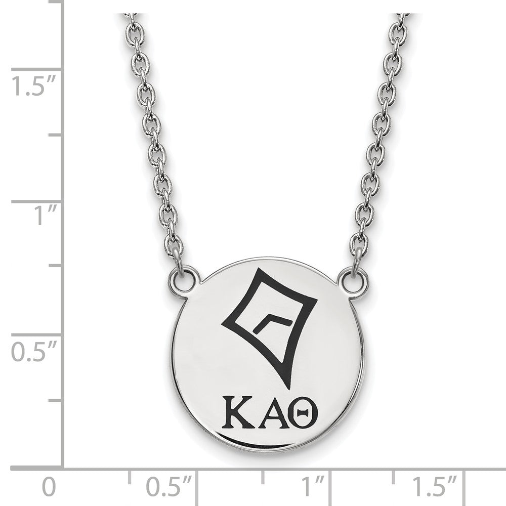 Alternate view of the Sterling Silver Kappa Alpha Theta Large Enamel Necklace by The Black Bow Jewelry Co.