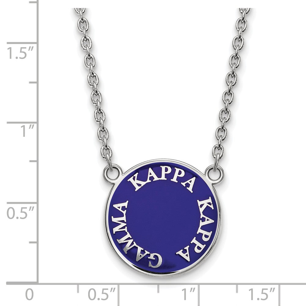 Alternate view of the Sterling Silver Kappa Kappa Gamma Large Enamel Disc Necklace by The Black Bow Jewelry Co.