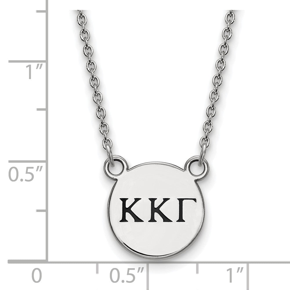Alternate view of the Sterling Silver Kappa Kappa Gamma Small Enamel Greek Letters Necklace by The Black Bow Jewelry Co.