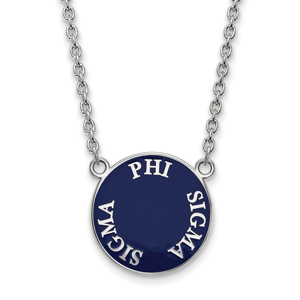 Sterling Silver Phi Sigma Sigma Large Enamel Disc Necklace, Item N14938 by The Black Bow Jewelry Co.
