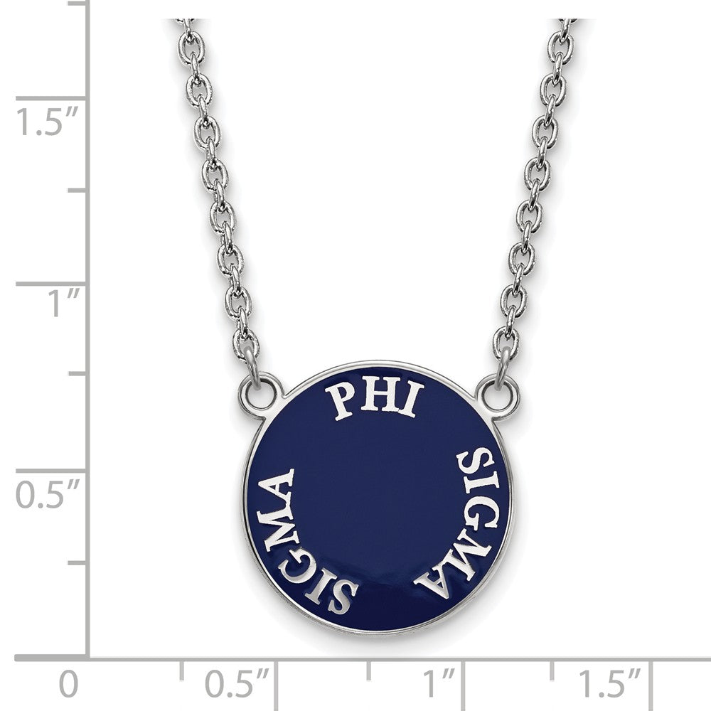 Alternate view of the Sterling Silver Phi Sigma Sigma Large Enamel Disc Necklace by The Black Bow Jewelry Co.