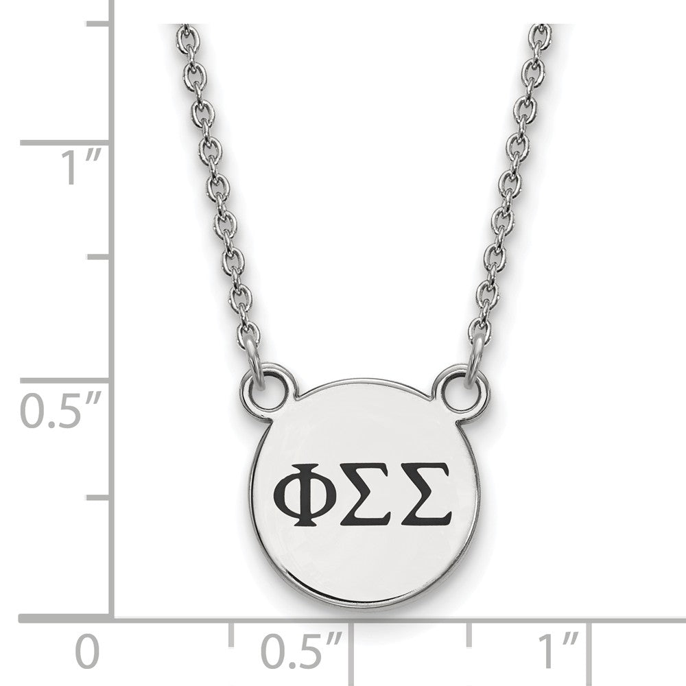Alternate view of the Sterling Silver Phi Sigma Sigma Small Enamel Greek Letters Necklace by The Black Bow Jewelry Co.