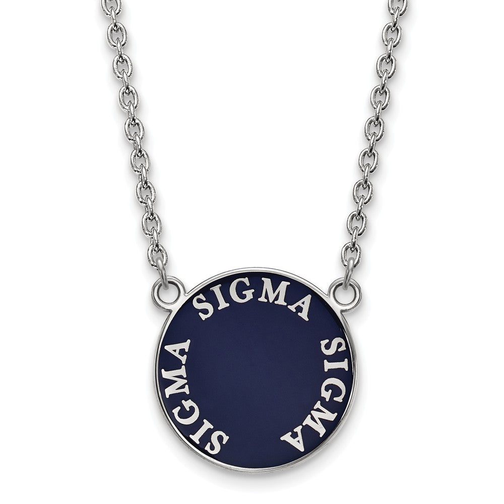 Sterling Silver Sigma Sigma Sigma Large Enamel Disc Necklace, Item N14994 by The Black Bow Jewelry Co.