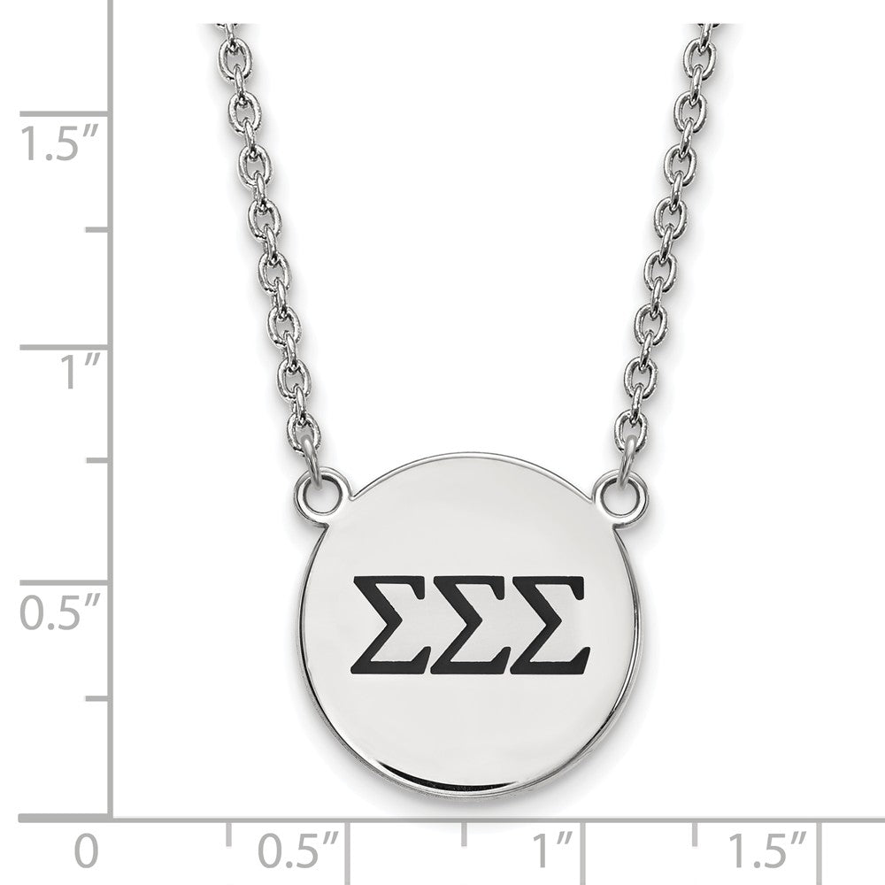 Alternate view of the Sterling Silver Sigma Sigma Sigma Large Enamel Greek Letters Necklace by The Black Bow Jewelry Co.
