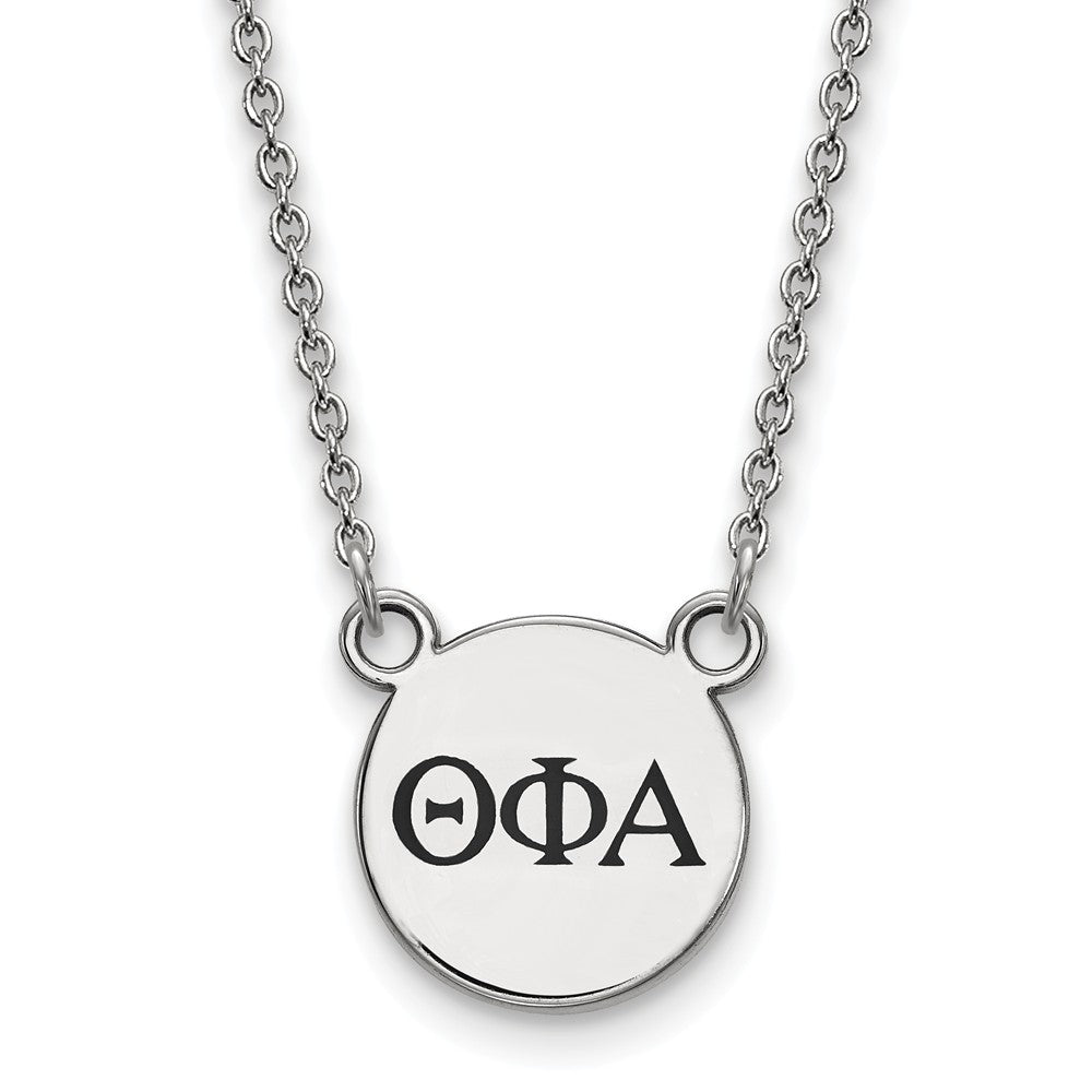 Sterling Silver Theta Phi Alpha Small Enamel Greek Letters Necklace, Item N15011 by The Black Bow Jewelry Co.