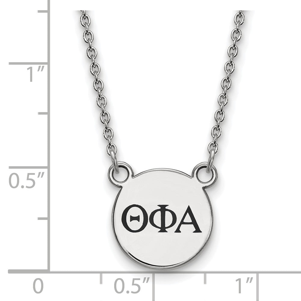 Alternate view of the Sterling Silver Theta Phi Alpha Small Enamel Greek Letters Necklace by The Black Bow Jewelry Co.