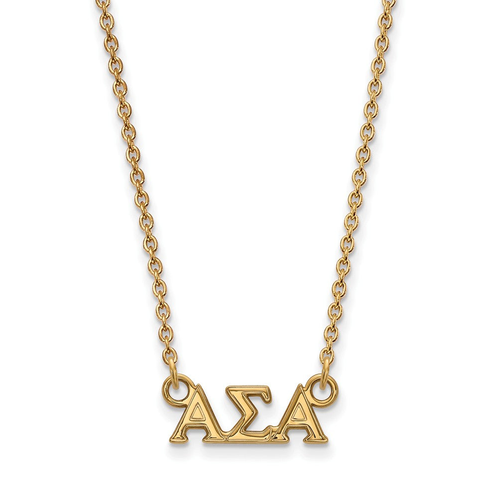 14K Plated Silver Alpha Sigma Alpha XS (Tiny) Greek Letters Necklace, Item N15044 by The Black Bow Jewelry Co.