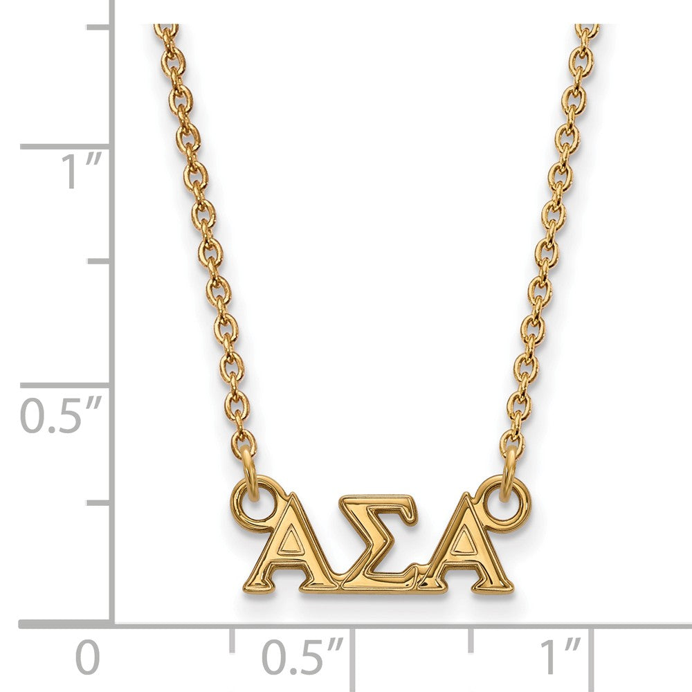 Alternate view of the 14K Plated Silver Alpha Sigma Alpha XS (Tiny) Greek Letters Necklace by The Black Bow Jewelry Co.