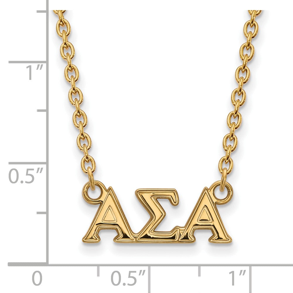 Alternate view of the 14K Plated Silver Alpha Sigma Alpha Medium Necklace by The Black Bow Jewelry Co.