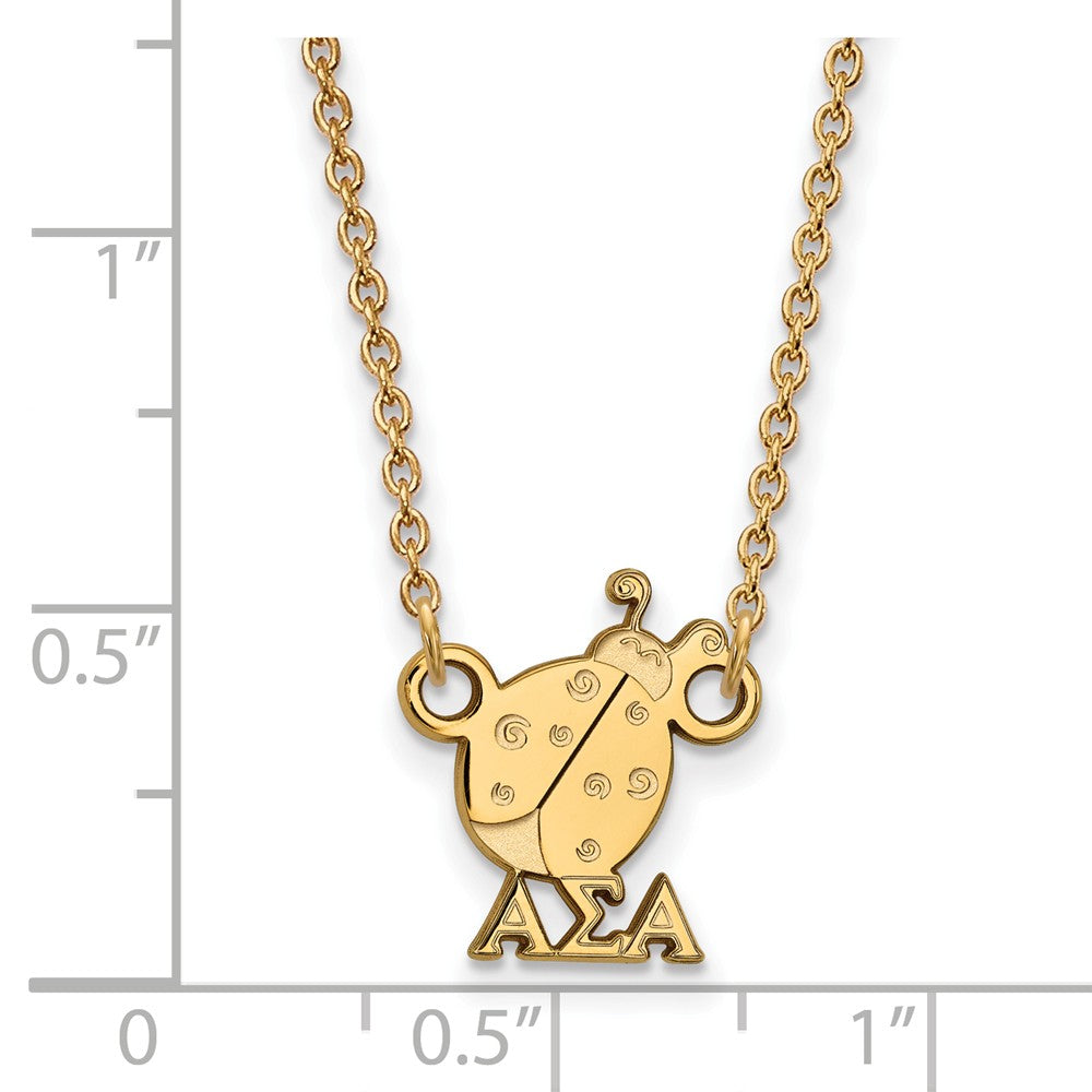 Alternate view of the 14K Plated Silver Alpha Sigma Alpha XS (Tiny) Necklace by The Black Bow Jewelry Co.